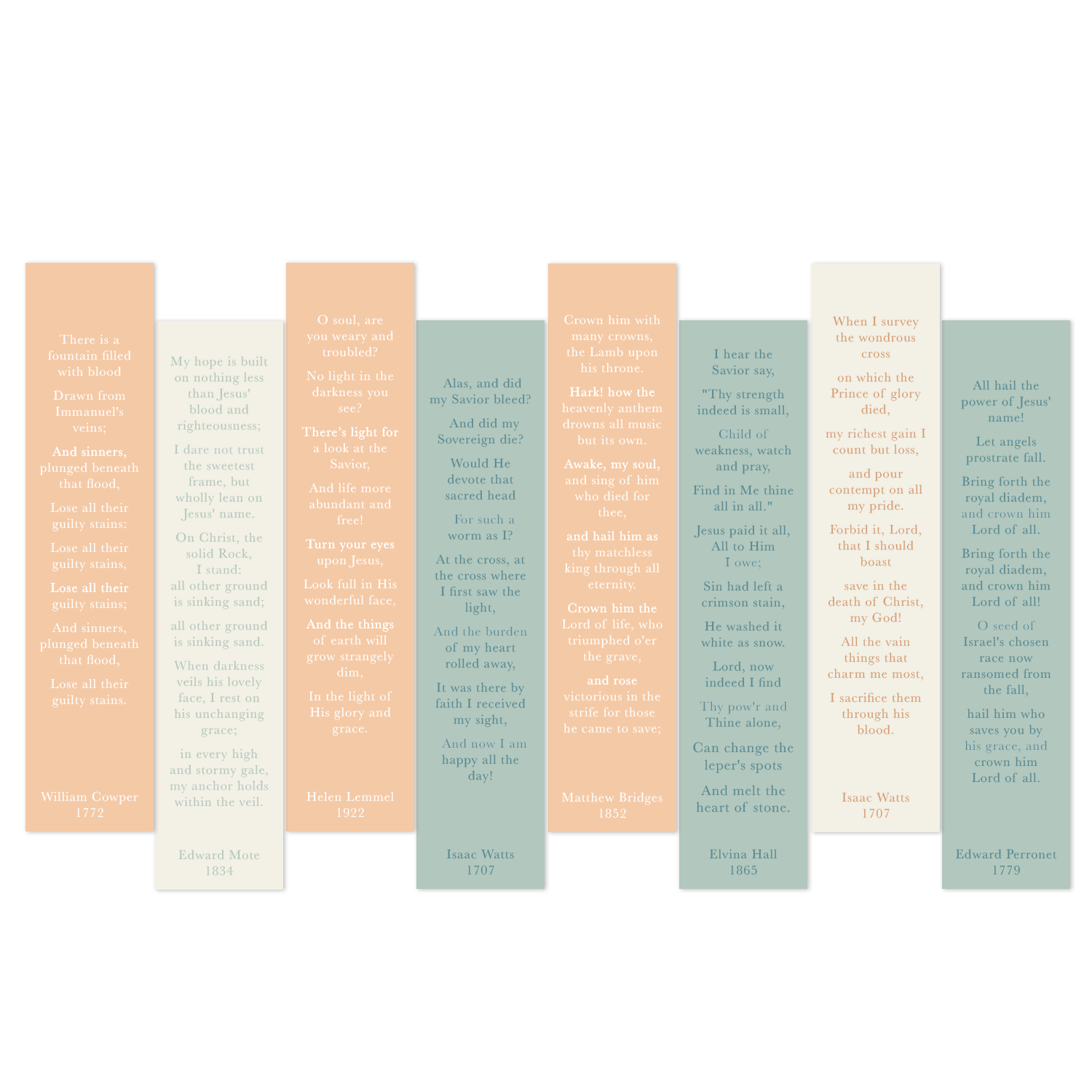 Spring Hymn Bookmark Set